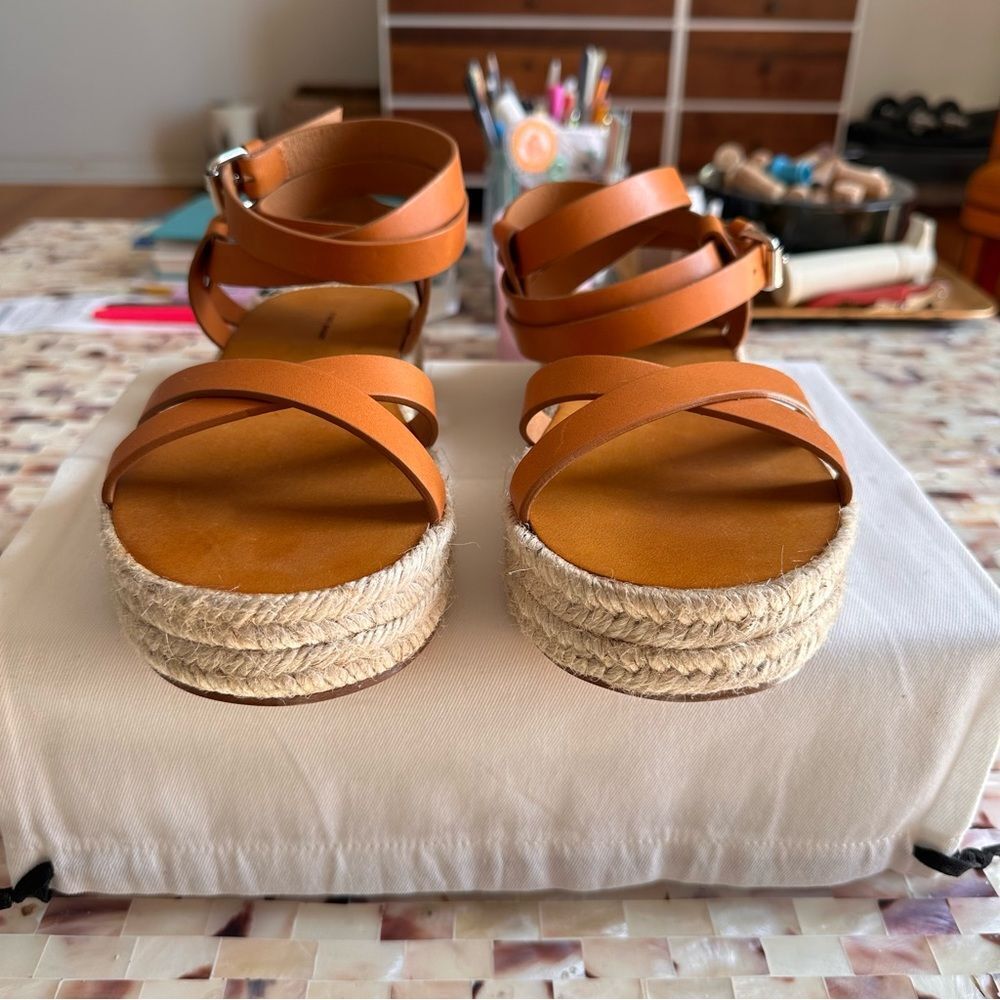 NWB Isabel Marant Melyz Leather Platform Espadrilles Tan EU 37 - Picture 7 of 10